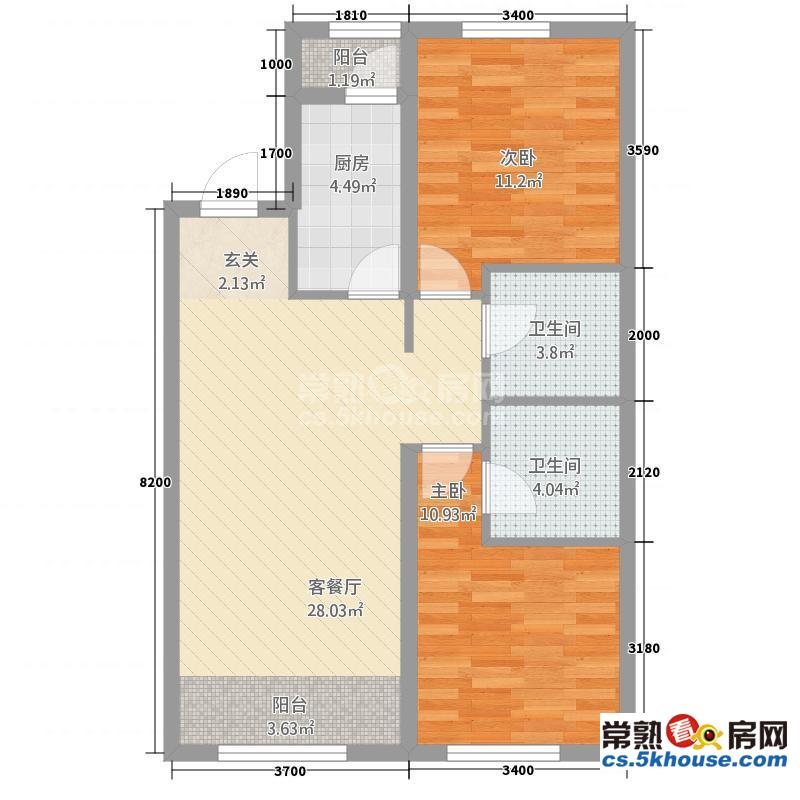 隆盈广场(爱亲公寓) 2400元/月 2室2厅2卫 精装修 带阳台