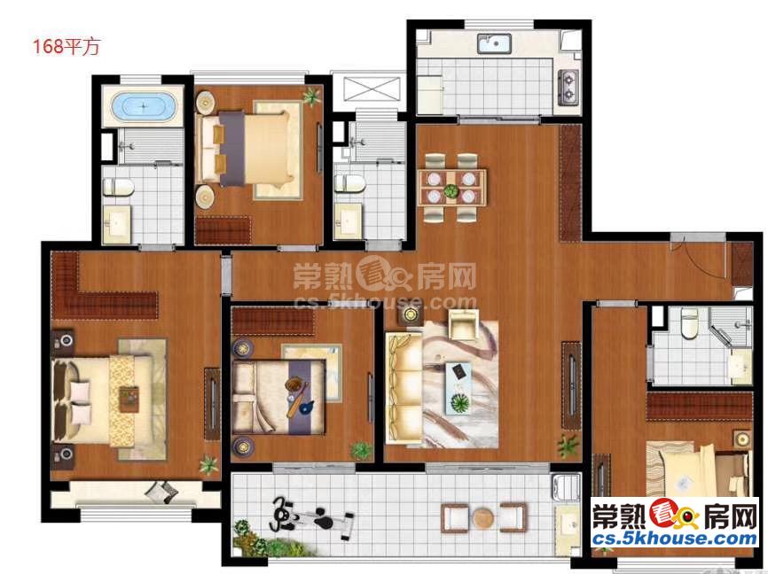 昆承及第阁大平层168平4房3卫 375万 精装修 无敌采光