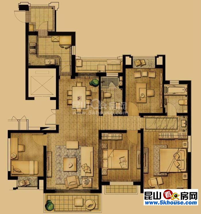 高檔小區(qū) 象嶼瓏庭 4室2廳2衛(wèi)  精裝全配 首次出租宜家風(fēng)