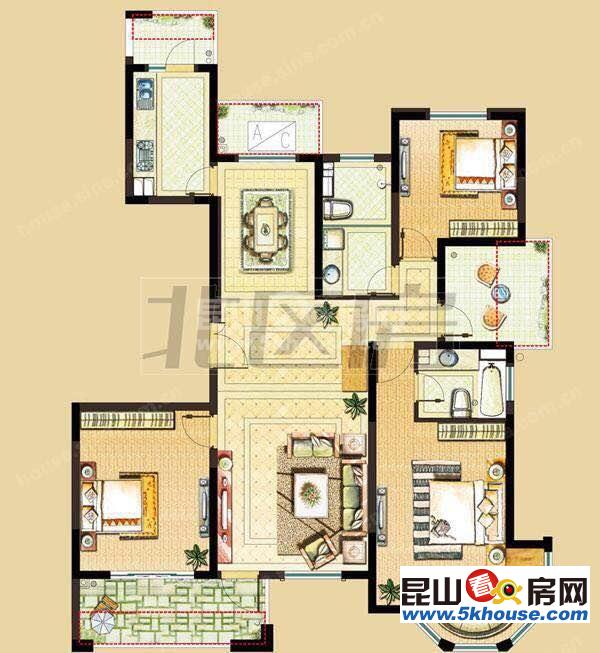 博威黄金海岸 550万 4室2厅2卫 豪华装修 好楼层好位置低价位