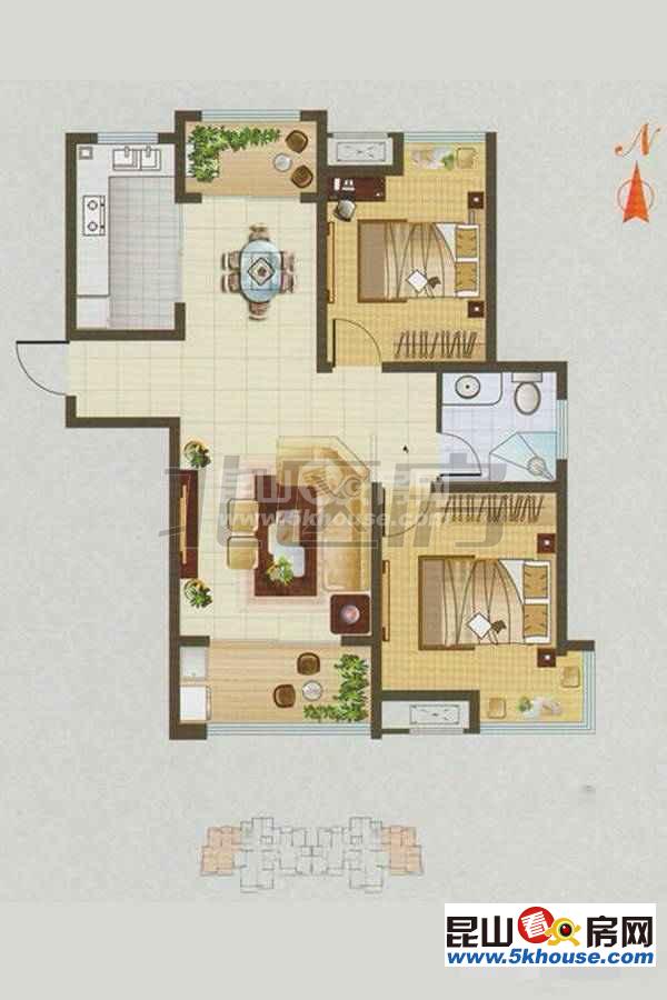 古澄花园 140万 2室2厅1卫 毛坯 ,格局好价钱合理