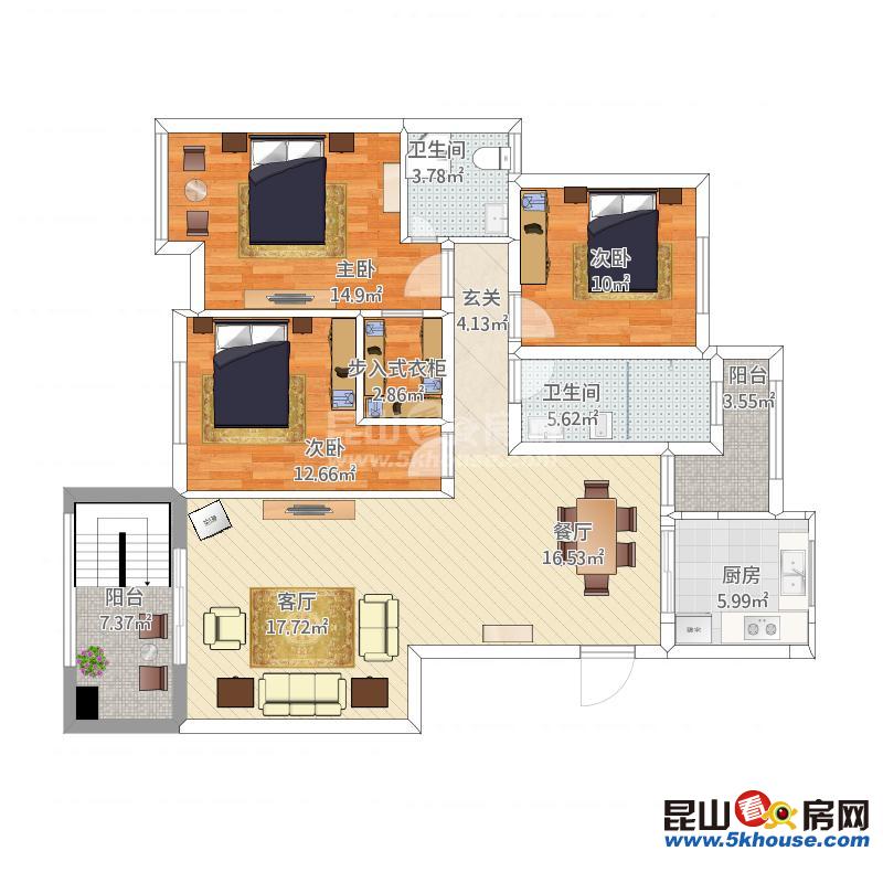 店長重點晶藍上城花園 105萬 3室2廳1衛(wèi) 毛坯 ,環(huán)境優(yōu)雅