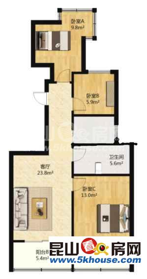 新华舍 1700元月 2室2厅1卫,2室2厅1卫 精装修 ,少有的低价出租