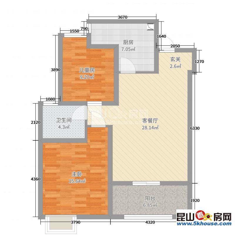 中心区,低于市场价,张浦裕花园 103万 2室2厅1卫 精装修