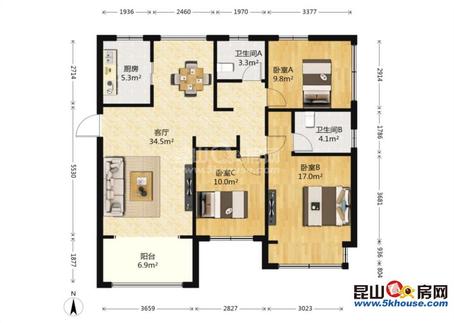 繁華里精裝3房2廳2衛(wèi)  精裝17萬(wàn)  有鑰匙  全新未住過(guò)