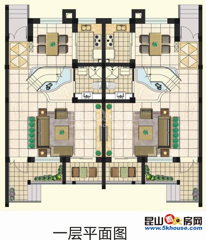 周庄(临湖别墅)假日半岛,联排西边套,南花园邻水,随时可看