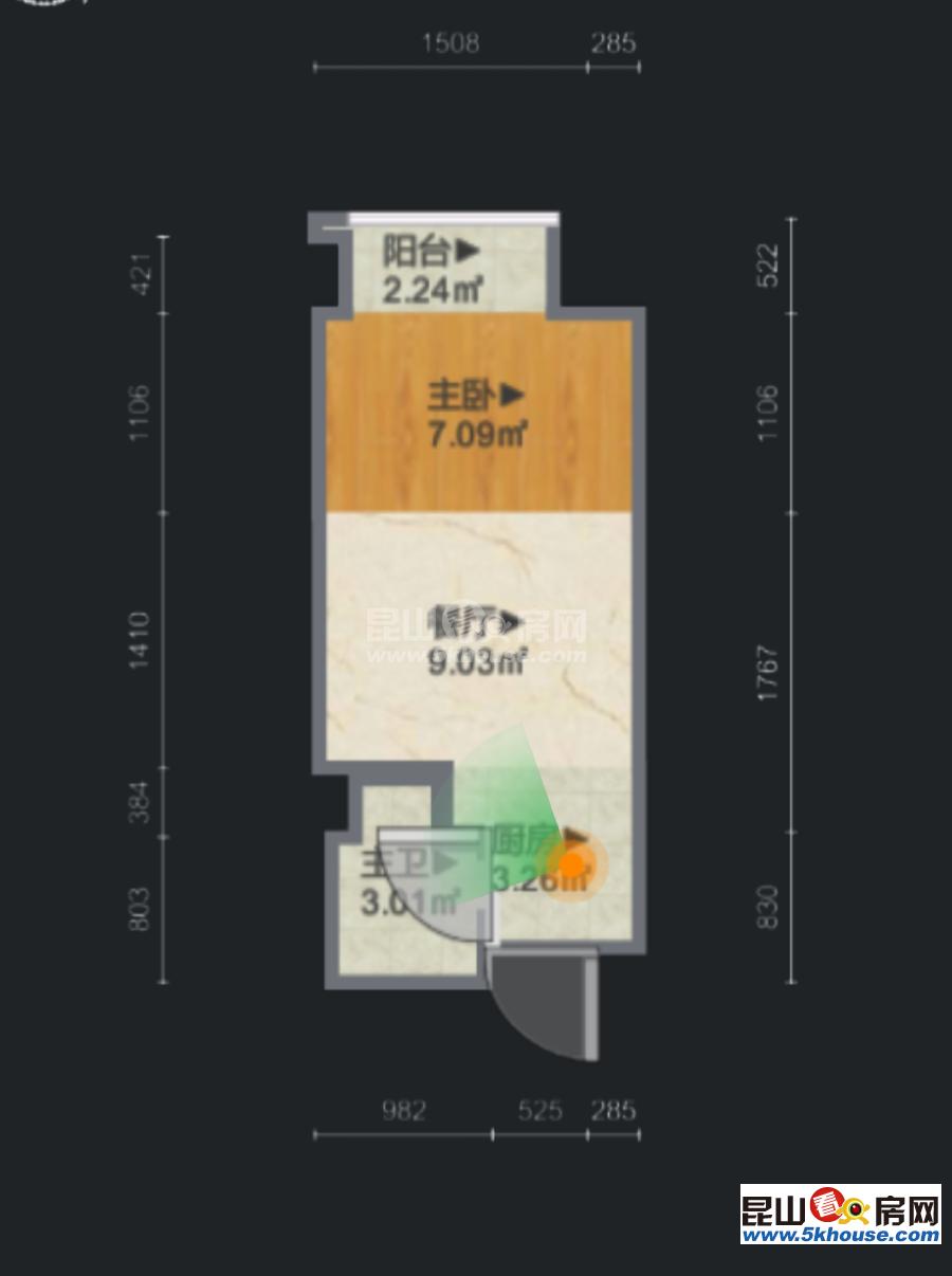 朝南 1室1廳 壹克拉 57萬(wàn) 滿二唯一住房 精裝修 采光好