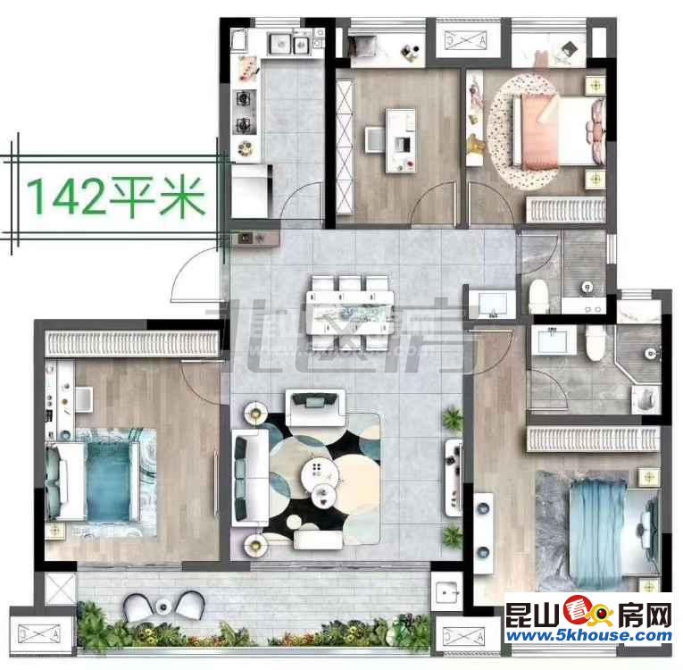 萬達商圈 錦繡豪門 全新婚裝三房兩衛(wèi) 飛機戶型 未用 急售