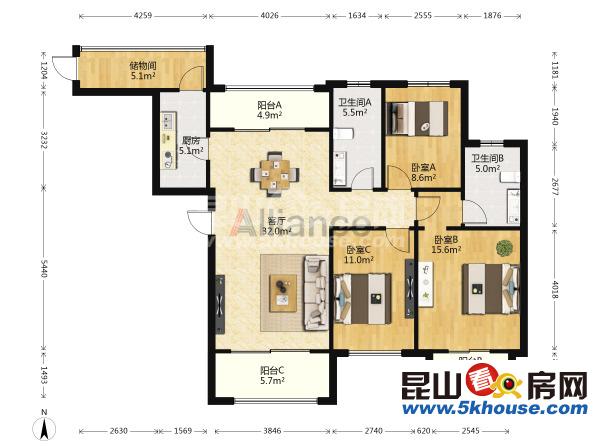 棕榈湾 198万 3室2厅2卫 豪华装修 超好的地段,住家舒适