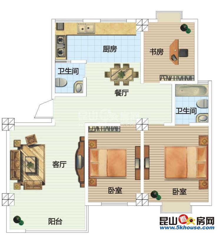 楼层好,视野广,学位房出售,常发豪郡 100万 3室2厅2卫 简单装修