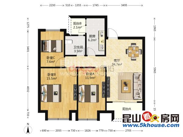 可逸兰亭 146万 3室2厅1卫 简单装修 ,首选