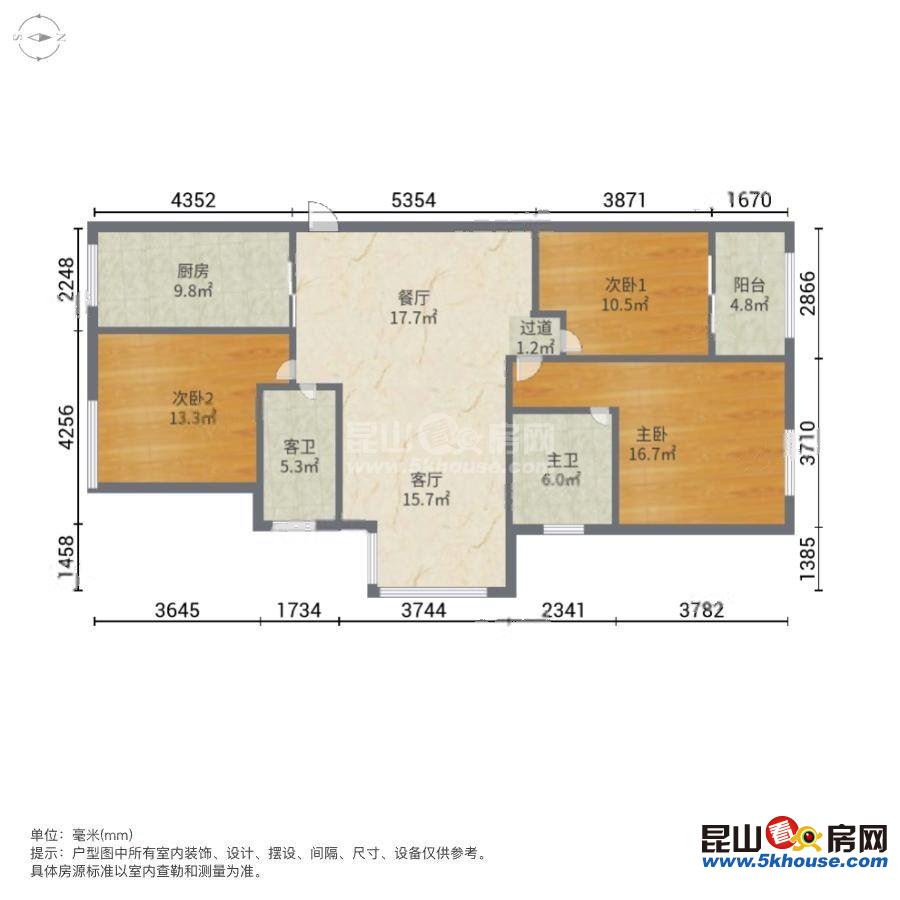 经典3房,林园设计,阳台正对花园,有阳光房_昆山张浦京东路碧悦湾二手