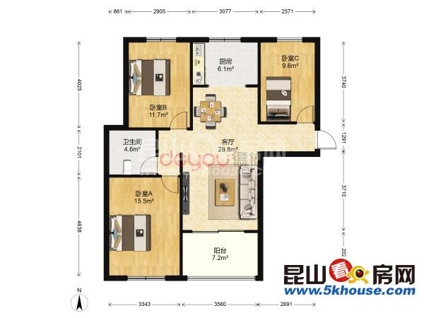 綠地世紀雅苑 175萬 3室2廳1衛(wèi) 精裝修 ,地地道道好房