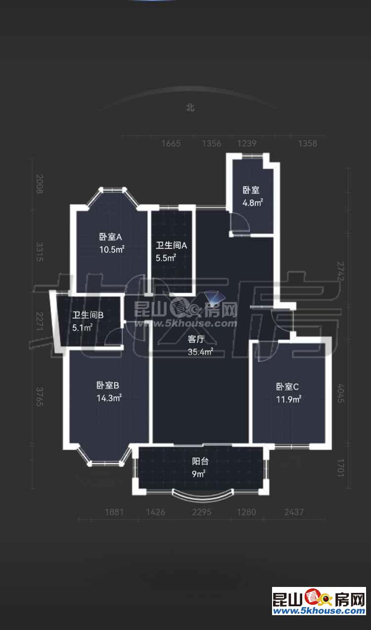上海星城 157万 3室2厅2卫 精装修 ,住家精装修