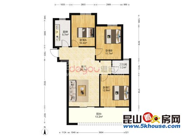 天逸華庭 105平  160萬 3室2廳1衛(wèi) 毛坯 ,直接入住抄底價