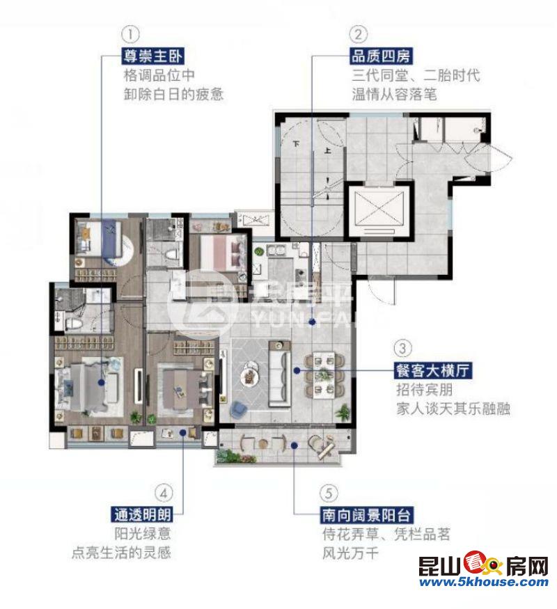 上灣璟園 253萬 4室2廳2衛(wèi) 精裝修 ,地地道道好房