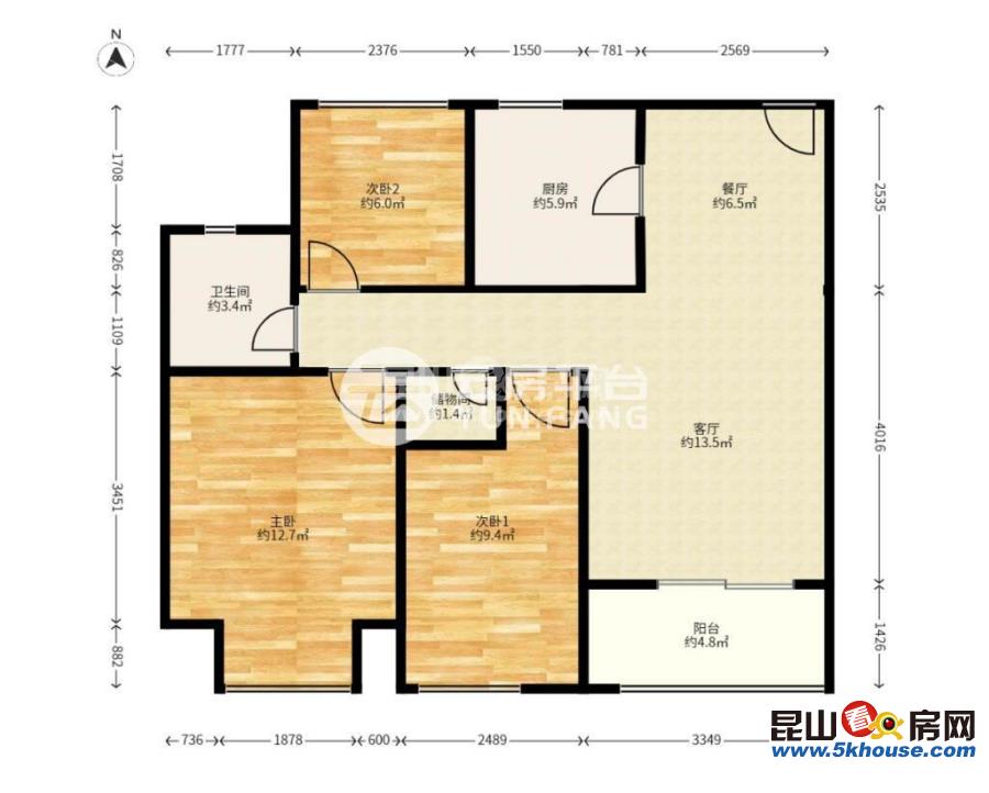 换房不二选择,玉兰公馆 186万 3室2厅1卫 精装修