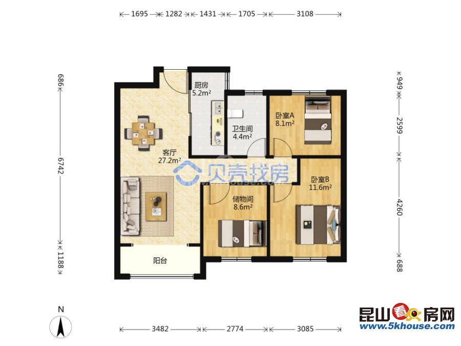 大產(chǎn)權(quán)小,首創(chuàng)悅都 162萬 3室2廳1衛(wèi) 精裝修 你說值嗎?