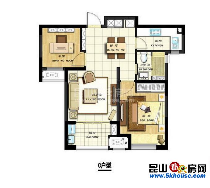 好房出租,居住舒適,可逸蘭亭 800元月 2室2廳1衛(wèi) 毛坯