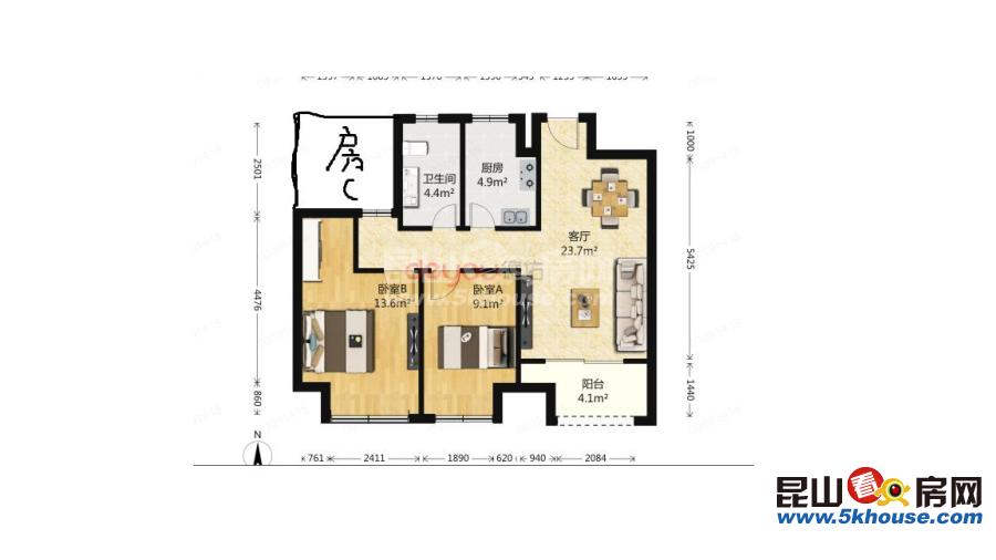 萬科mixtown(魅力花園) 1800元月 3室2廳1衛(wèi) 精裝修