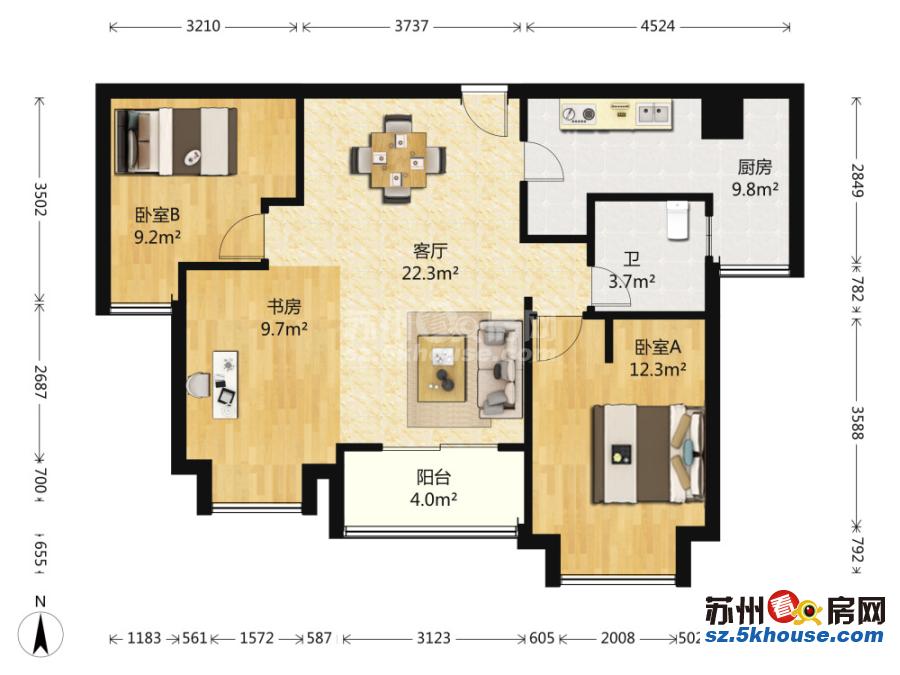 家具家电精装全配拎包入住已做保洁近菜场近地铁