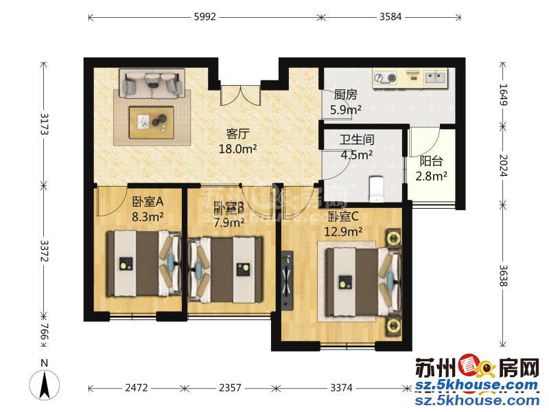 东方维罗纳 152万 3室2厅1卫 简单装修 你可以拥有理想的家