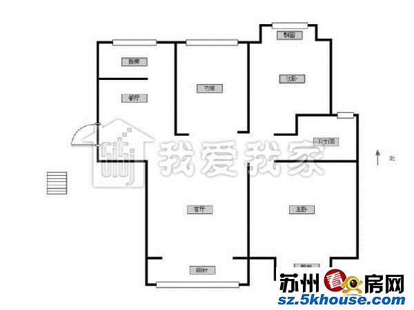 内马路旁 新南环新村 不靠高架 毛坯三房南北通透 满两年