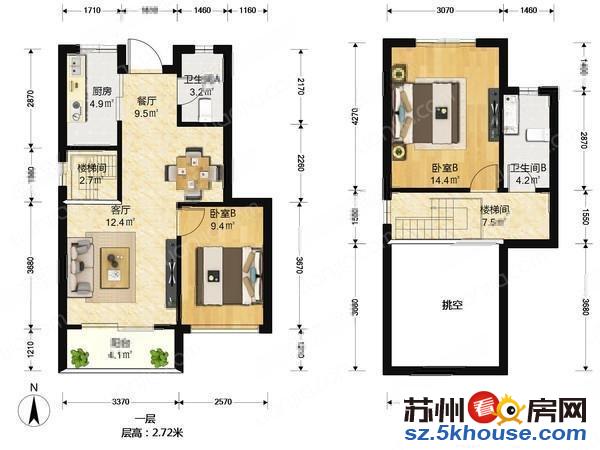 橡树湾 厨卫全明复式住宅地铁直达上下楼方便 急售