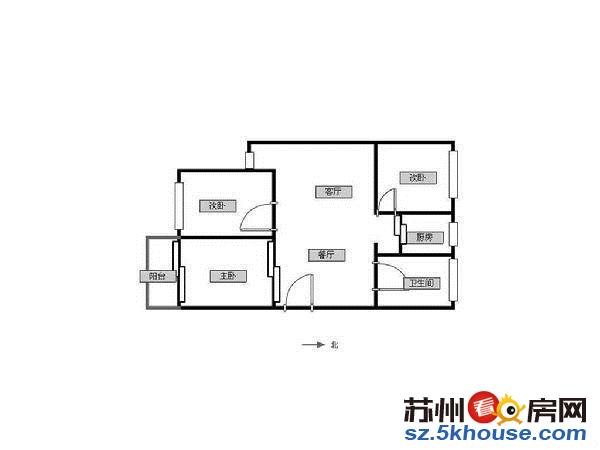 胥江府对面 胥虹苑 精装3房 送独库 2楼 采光好