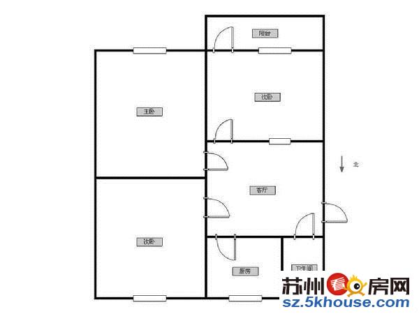 盘门景区 泰华商城人民桥边上 三房一厅全新装修 押一付一