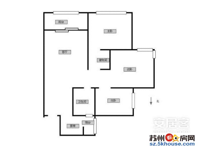 中海胥江府 小三房 2号线就在门口 高档物业 采光好 随时看