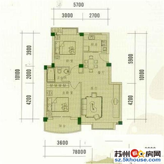 可月付 精装两室 公园天下 桐泾北路地铁口 胥江路 新康花