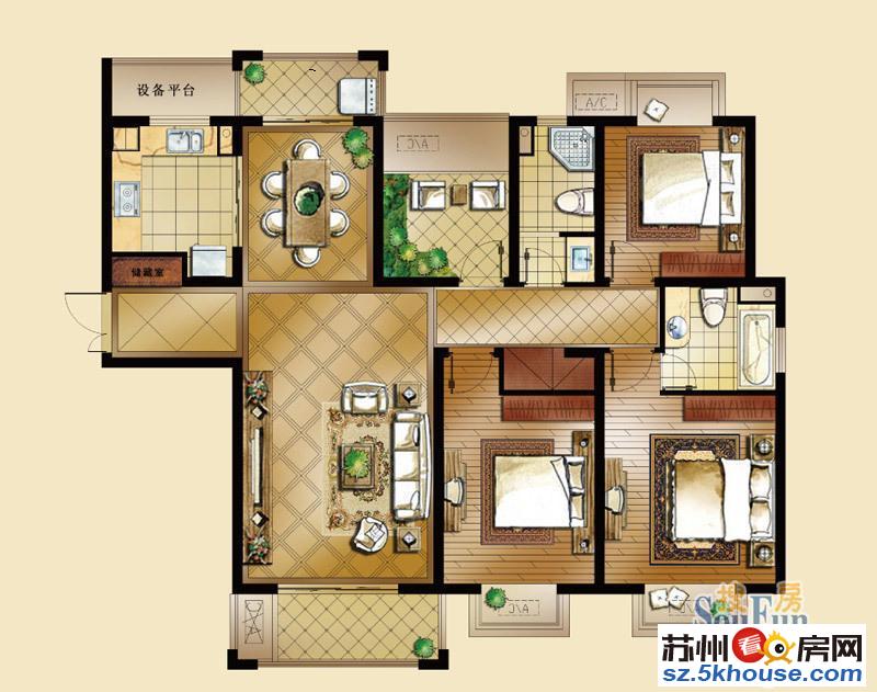 世茂运河城3房精装修 自住满五年 全朝南 随时看房急售