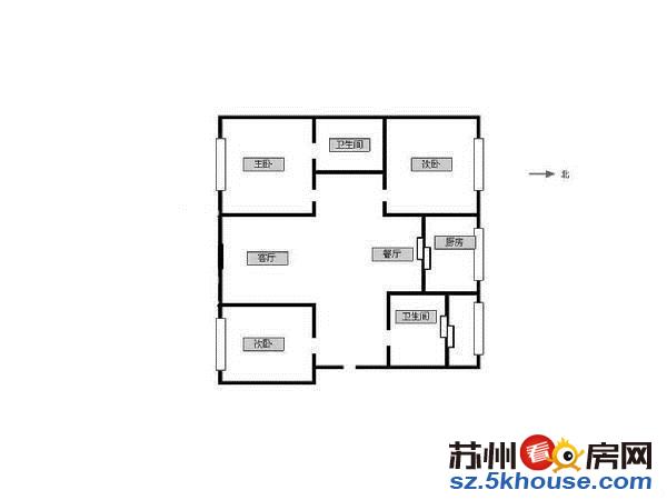 万佳花苑三室两厅南北通透双卫生间毛胚房送