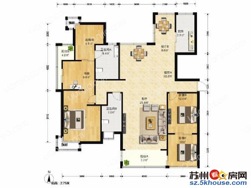 新上 中海胥江府大户型南北通透 户型正气 自住精装 看房方便