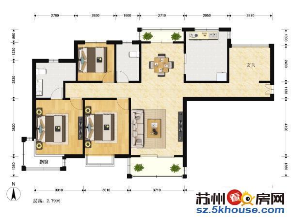 世茂运河城 尚运苑简单装修楼中楼视野好 无遮挡有钥匙