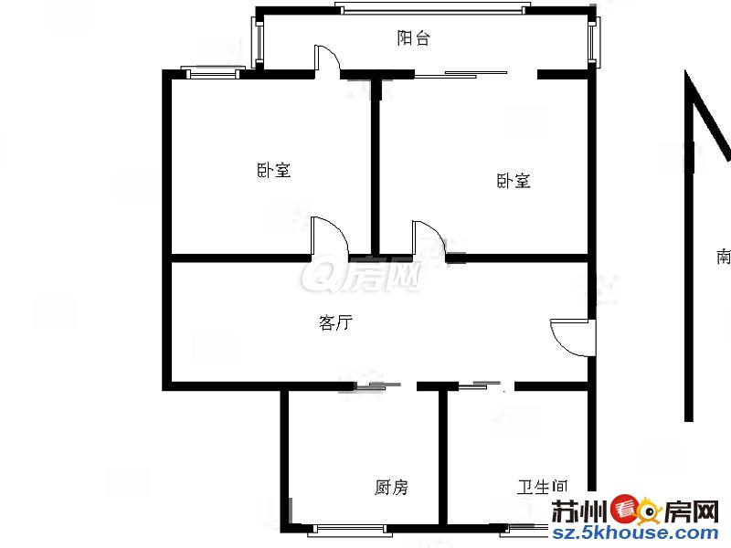 新上 友新新村精装修2房朝南大阳台不靠路81平150