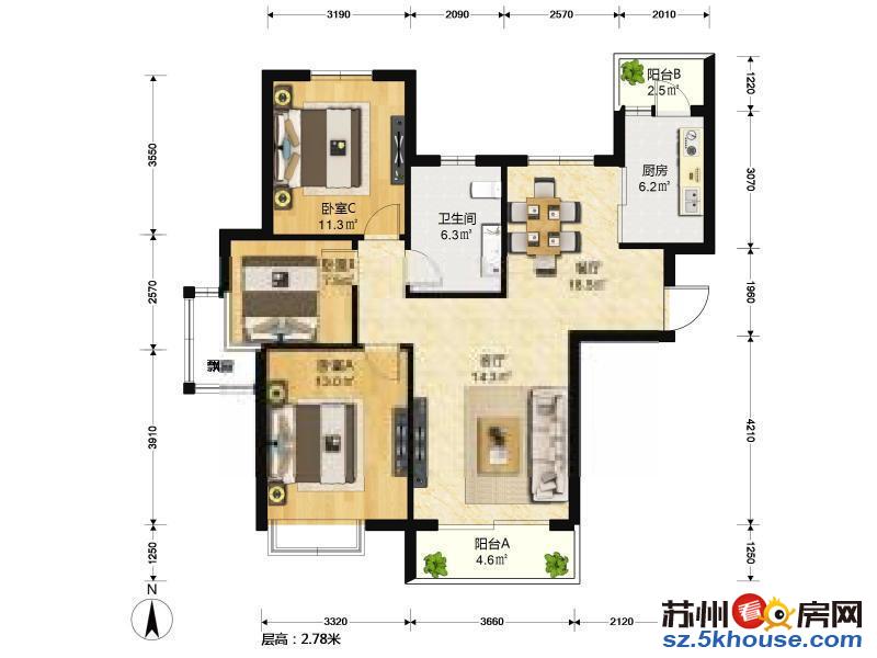 锦沧名苑 3室2厅 327万