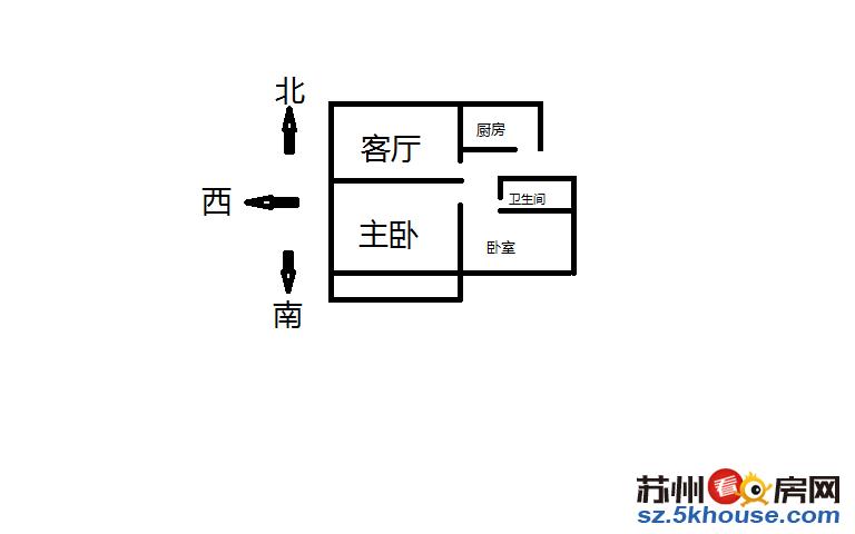 官渎花园 一室半一厅一卫的58平方南北通透房东急售102万