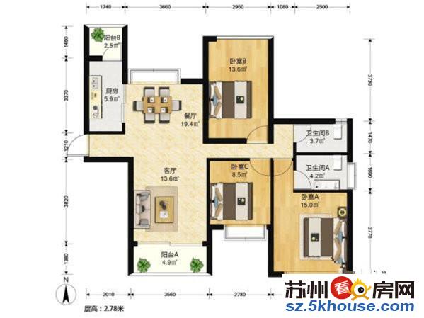 君诺华美家园正气三房 2号线 送汽 采光无敌