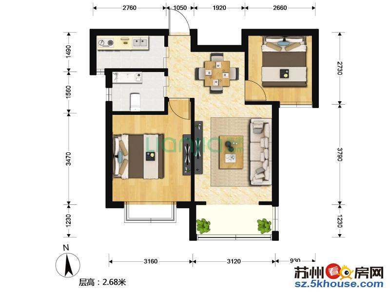 新南环新村四组团 2室1厅 148万满两年 能观景房