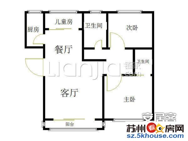 满二年 橘郡花园126平3室2厅2卫 南北通透 纯毛坯房