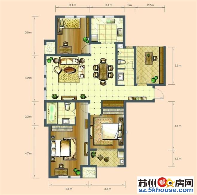 康桥洗岸毛坯四房 122平只要208万看房随时有钥匙 带车位