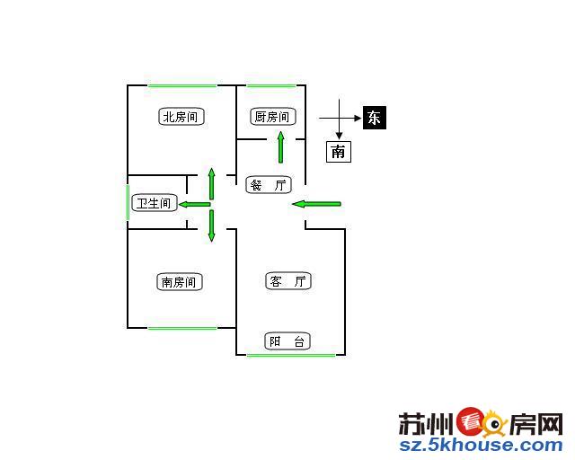 新上西塘北巷 精装两房 图片真实户型正气 采光好  拎包入住