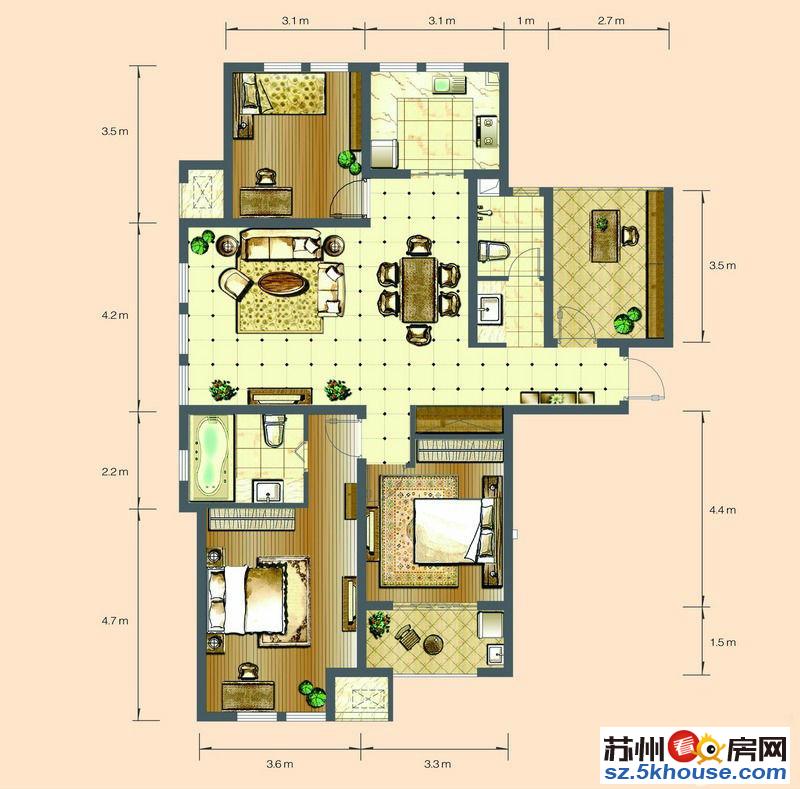 康桥溪岸豪华婚装60万未入住 四房楼层好家具家电全送