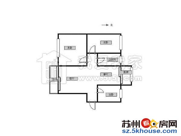 新上新苏苑 精装三房 全明户型 厨卫朝北 厅带阳台 南北通透