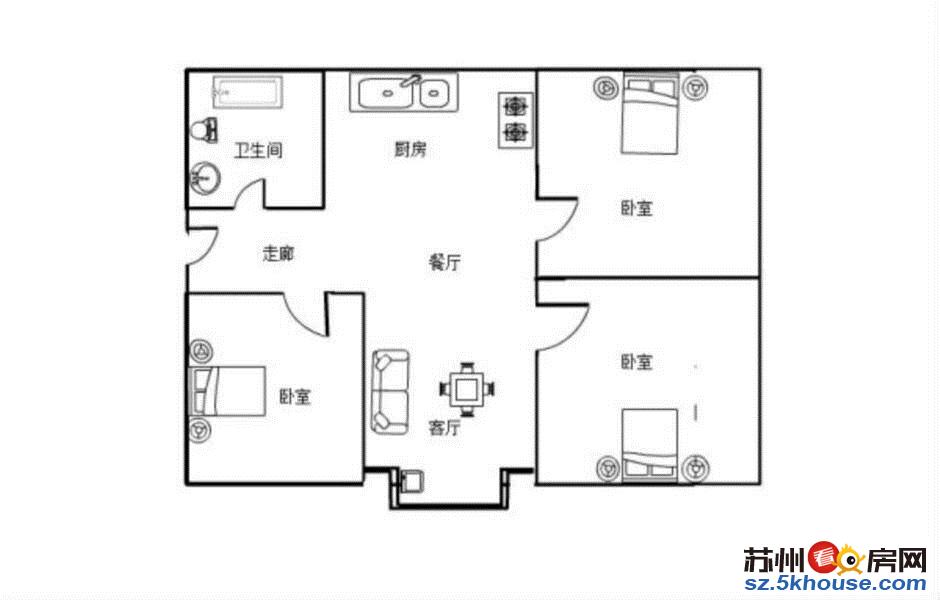 新浒花园 3室2厅1卫 160万