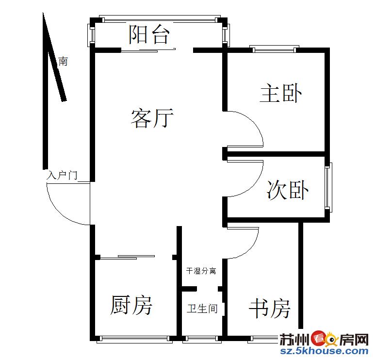 西塘河旁汇翠花园106平毛坯大户3房超大客厅195万