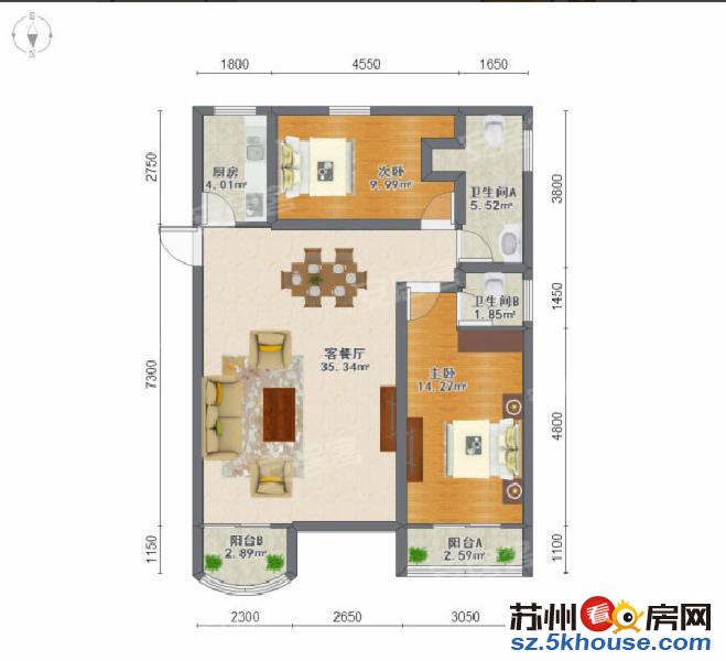 新上好房 御花园93中户精装2房可做3房  学校均未用