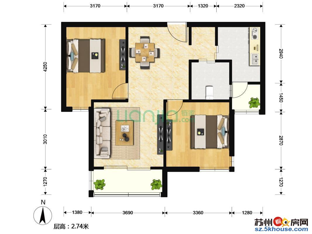 锦沧名苑 2室2厅 256万